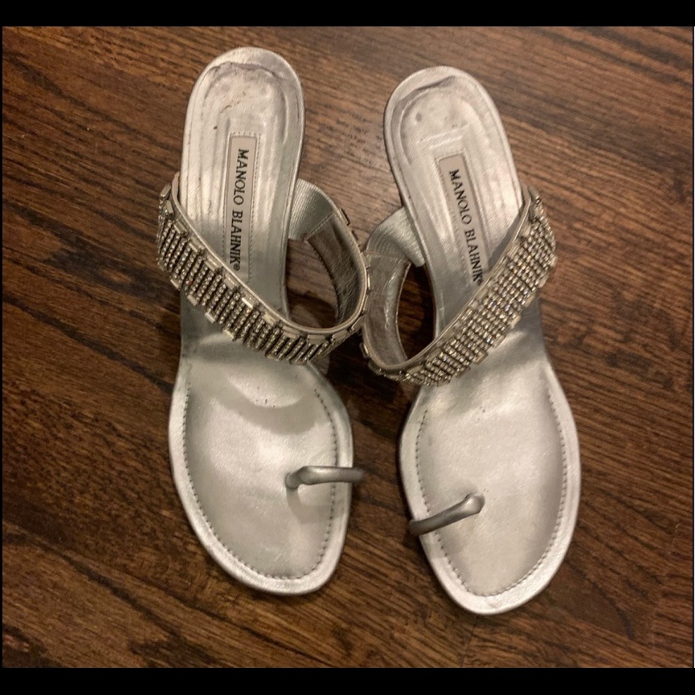 Manolo Blahnik Silver Heels 37.5 / 7.5